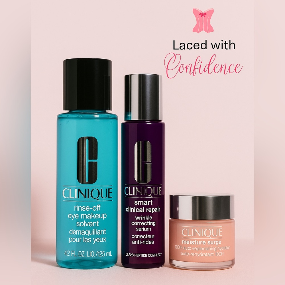 Clinique Eye Makeup Remover, Repair Serum & Moisture Surge Cream Trio NEW